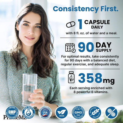 PrimeMD Methylated B Complex with Methylfolate and Methylcobalamin 1000 mcg - Bioactive B Vitamins for Energy & Brain Function (180 Capsules)