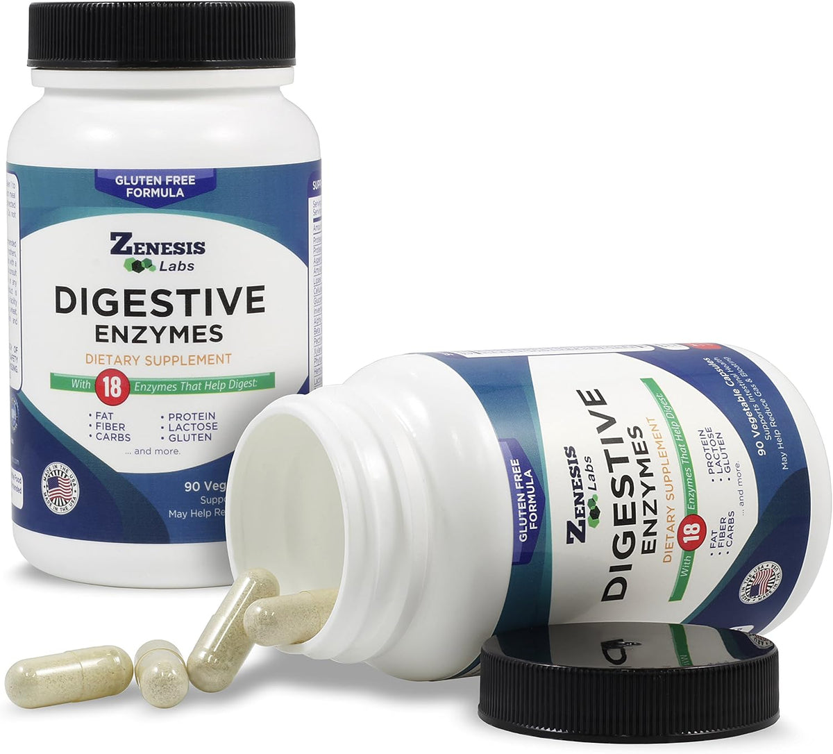 Digestive Enzymes - with Amylase, Bromelain, Protease, Lipase & 14 Other Enzymes - 90 Capsules - görsel 7