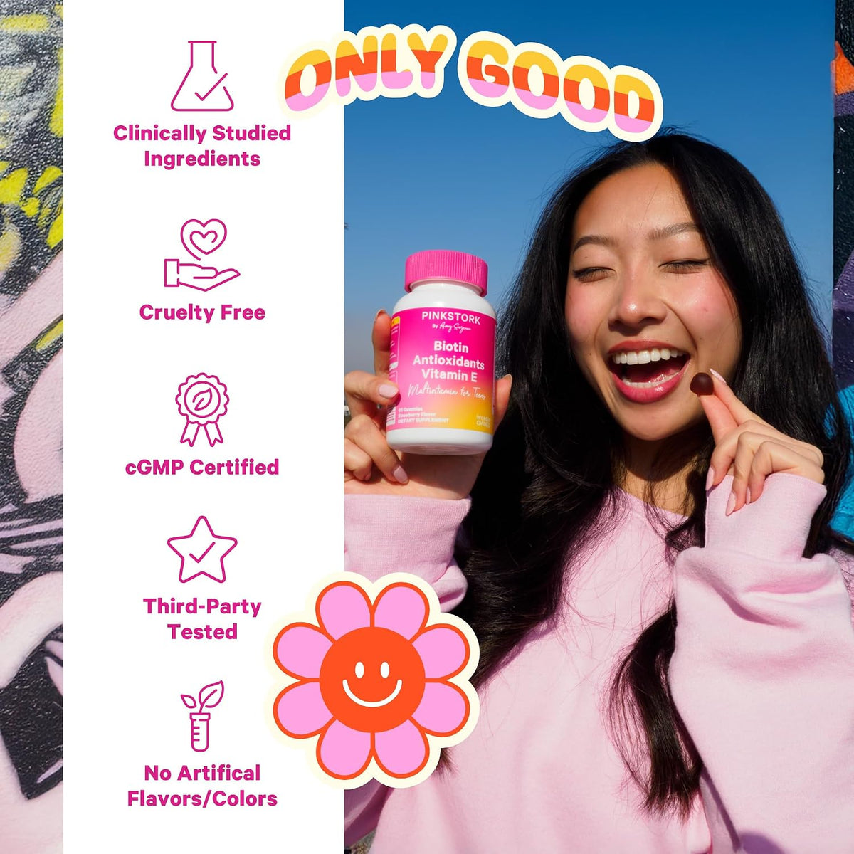 Pink Stork Biotin Multivitamin for Teens, 60 Berry Gummies - görsel 3