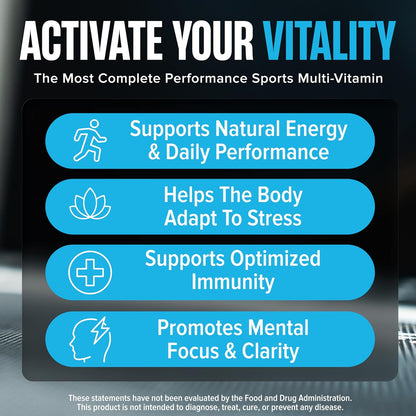 Nutrex Research Vitadapt Complete Sports Multivitamin for Men - 24 Vitamins, KSM-66 Ashwagandha & Minerals (90 Capsules)
