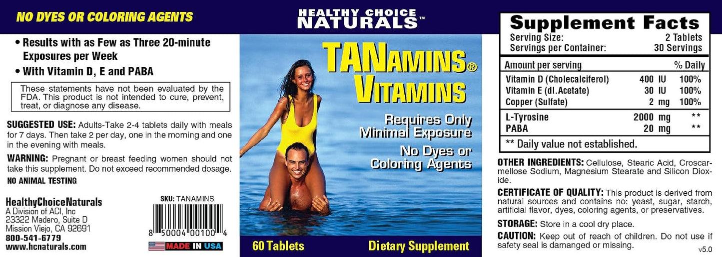 Tanamins Tanning Vitamin Lotion - Get a Darker Tan Naturally (2 Bottles, 120 Count Each) - görsel 1