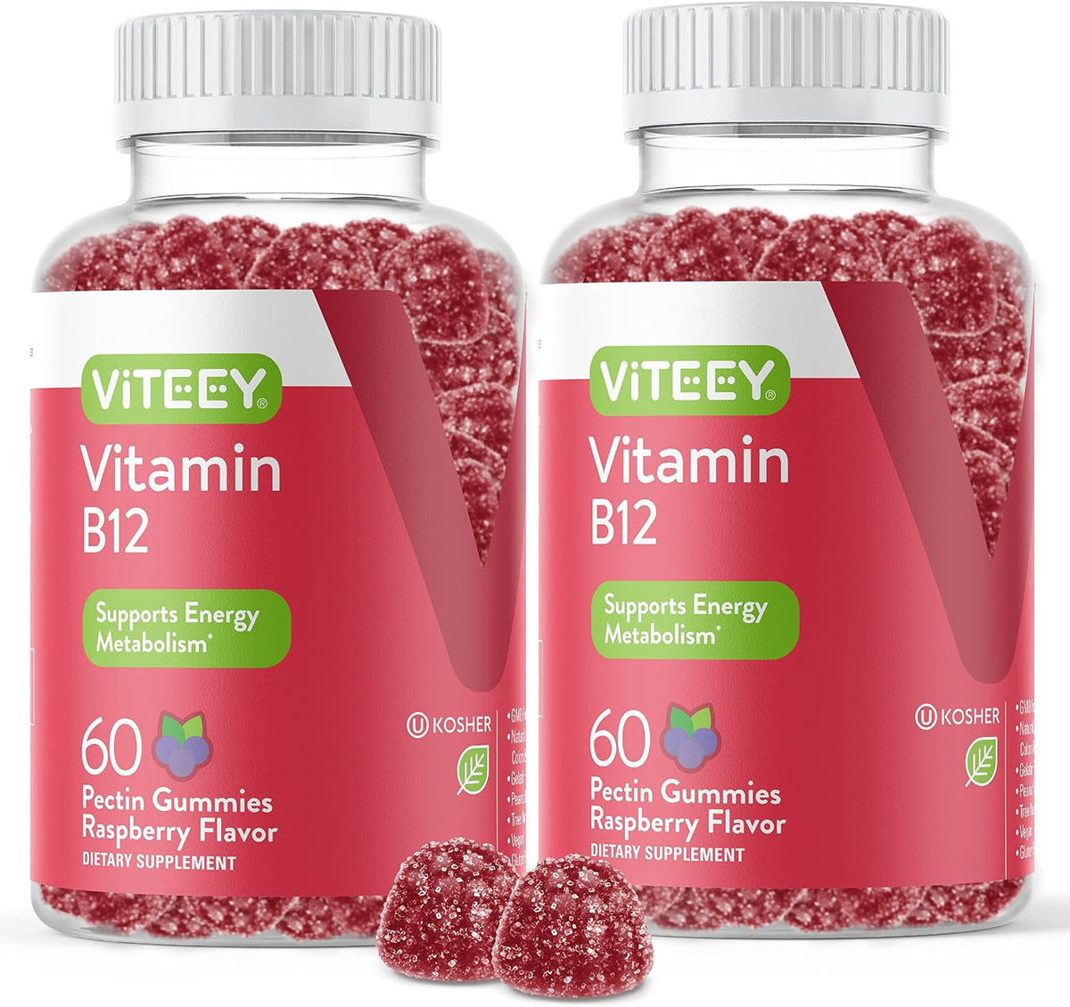 Viteey Vitamin B12 Gummies - Raspberry Flavour - 60 Count - görsel 7