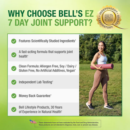 Bell EZ 7 Day Joint Support – Fast-Acting, Once-Daily Joint Health Food Supplement – Vegan – 30 Capsules