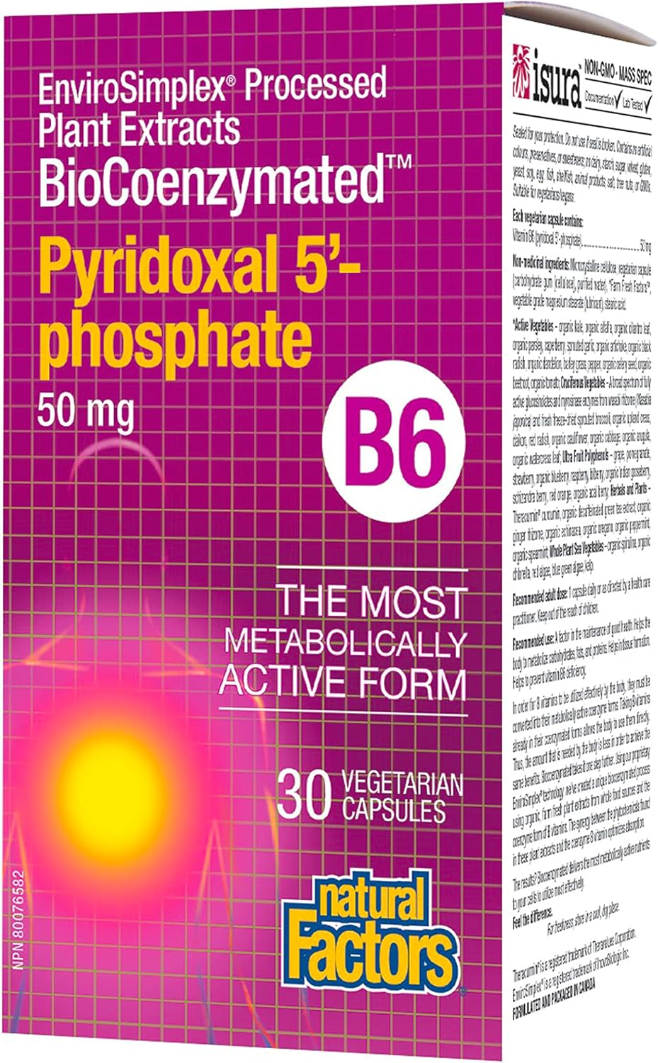 Natural Factors BioCoenzymated Pyridoxal 5'-Phosphate 50mg, 30 VCaps - görsel 1