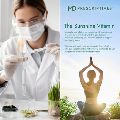 MD Prescriptives Vitamin D3 5000 IU, 180 Soft gel capsules