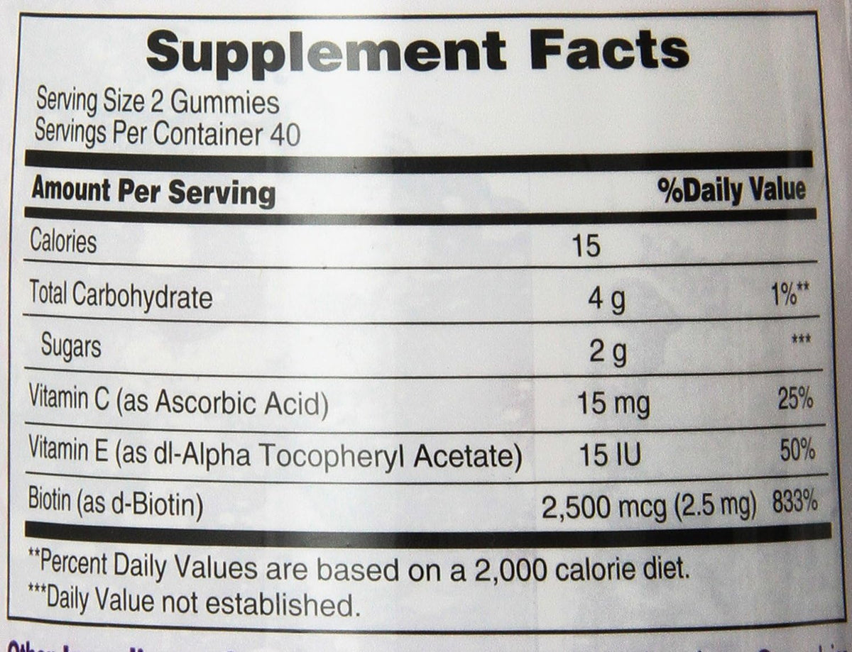 Nature's Bounty Optimal Solutions, Hair, Skin & Nails Gummies with Biotin, 80 Gummies (Pack of 2) – Image 3