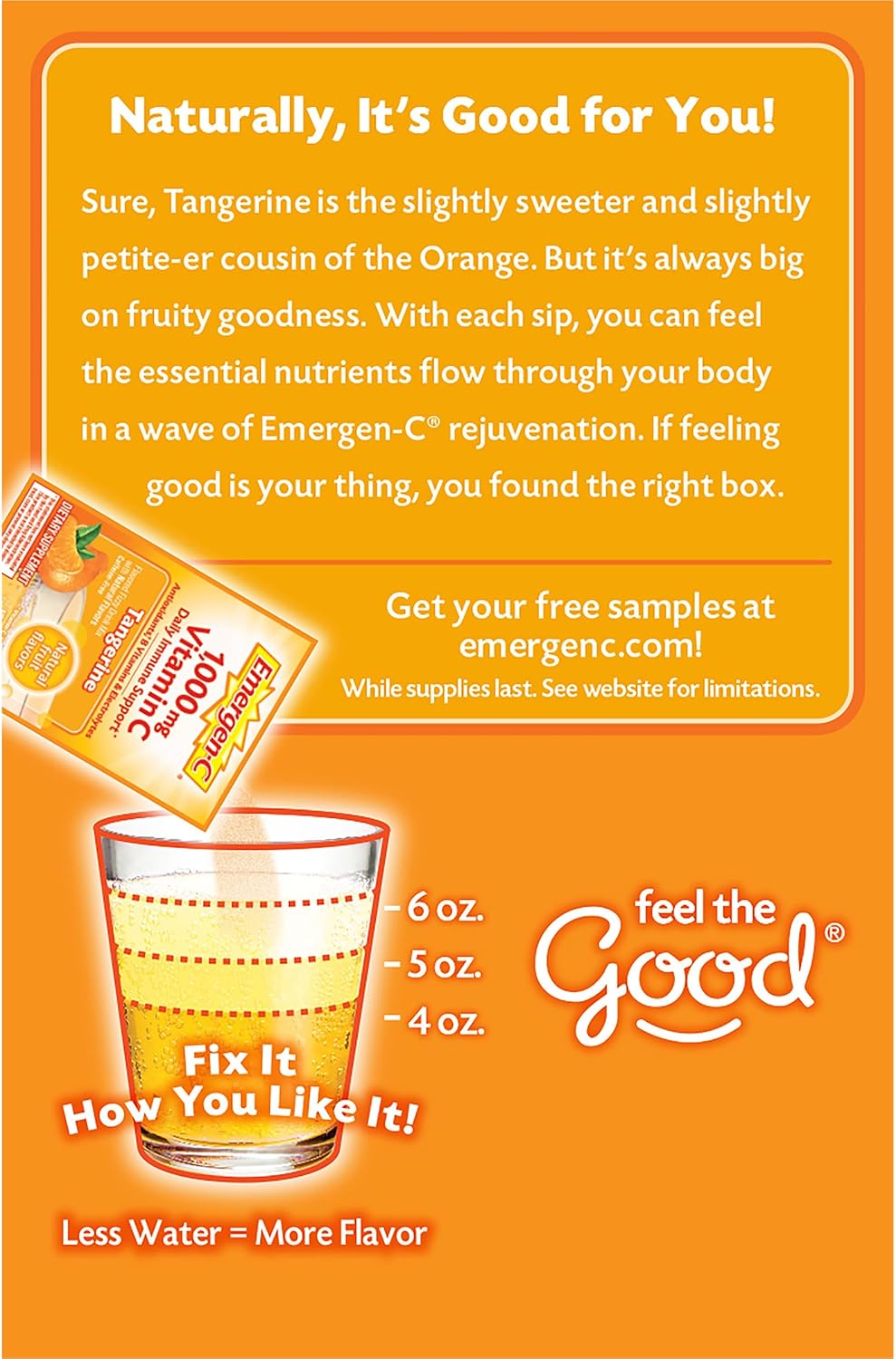 Emergen-C 1000mg Vitamin C Powder, Tangerine Flavour – 60 Packets - görsel 9
