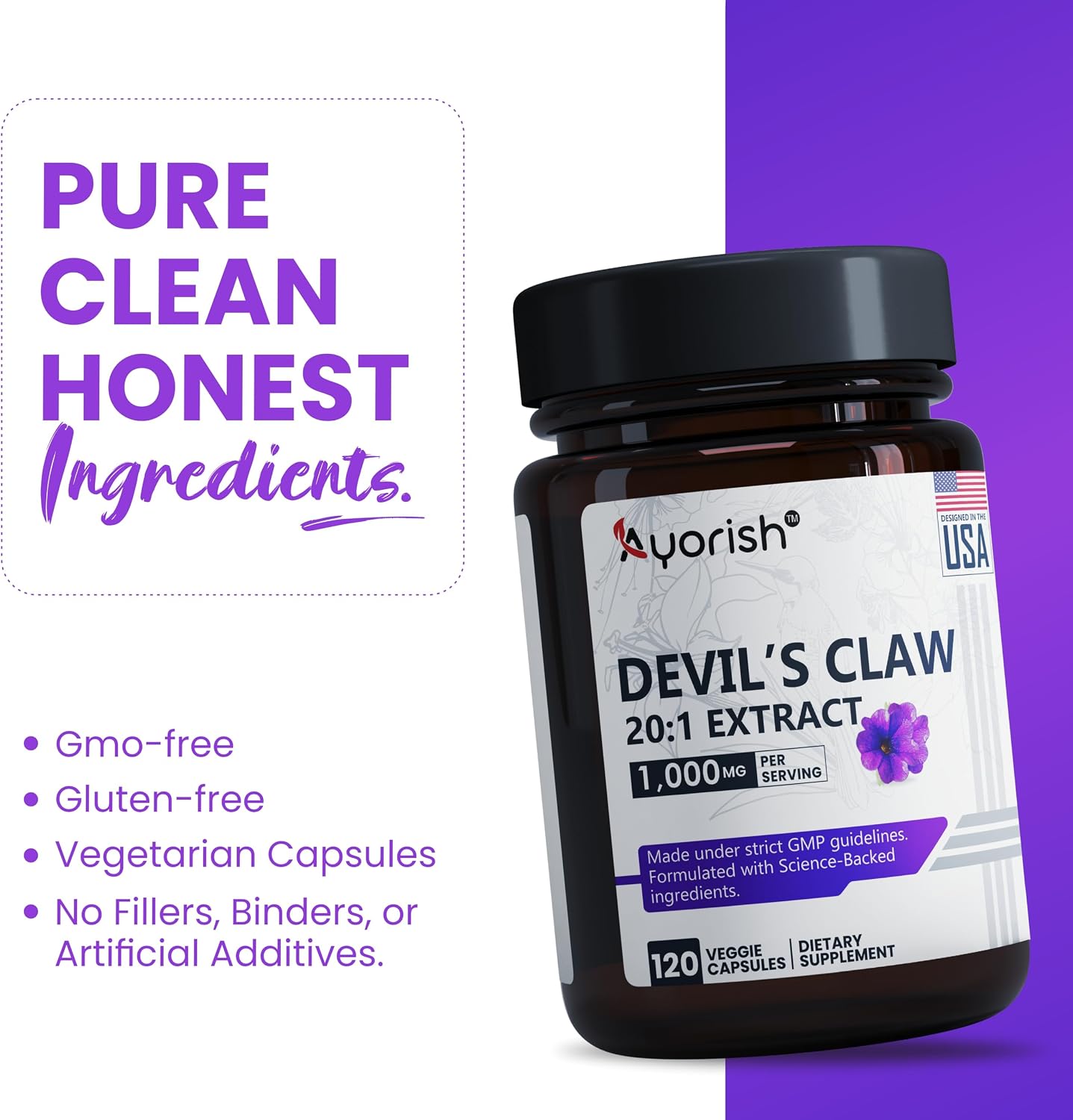 Devil's Claw Capsules 1000mg | 20:1 Root Extract | 120 Capsules | Vegan Non-GMO - görsel 6