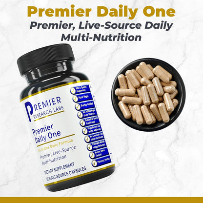 Premier Research Labs Premier Daily One - Super Greens Supplement with Cruciferous Vegetables, Milk Thistle, Beta Glucan - 60 Vegetarian Capsules