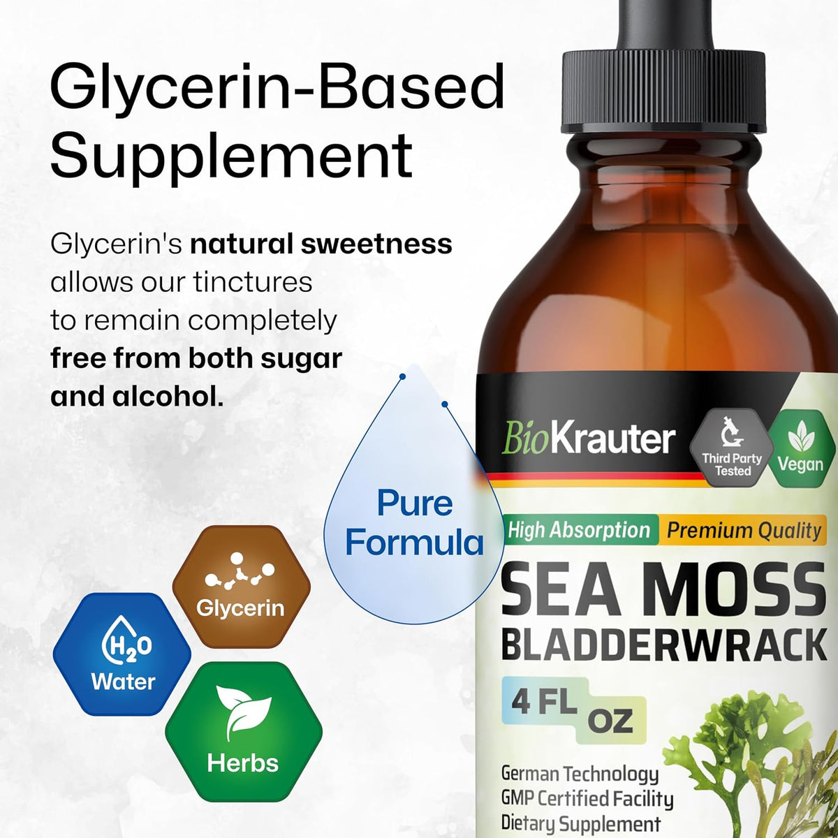 BIO KRAUTER 2-in-1 Sea Moss & Bladderwrack Drops – Vegan Liquid Supplement for Daily Wellness, 120ml - görsel 6