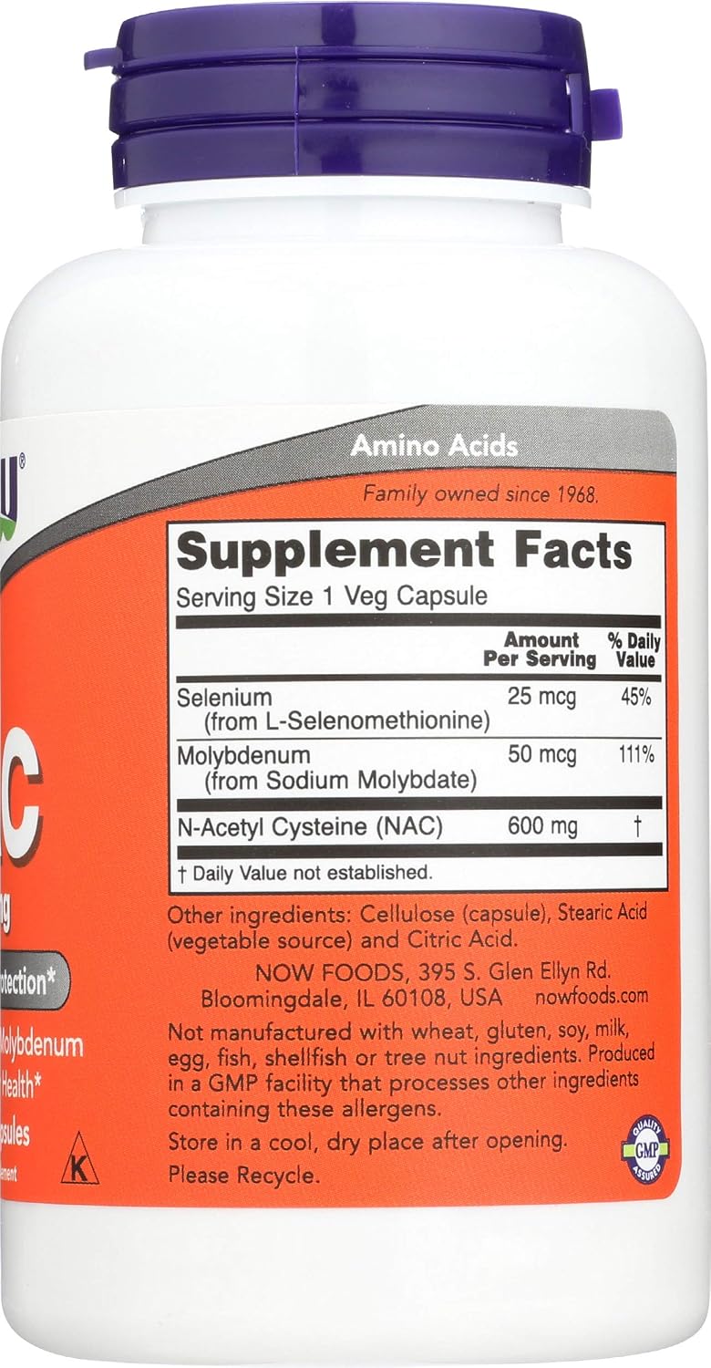 NOW Foods NAC 600mg, 100 Capsules - görsel 5