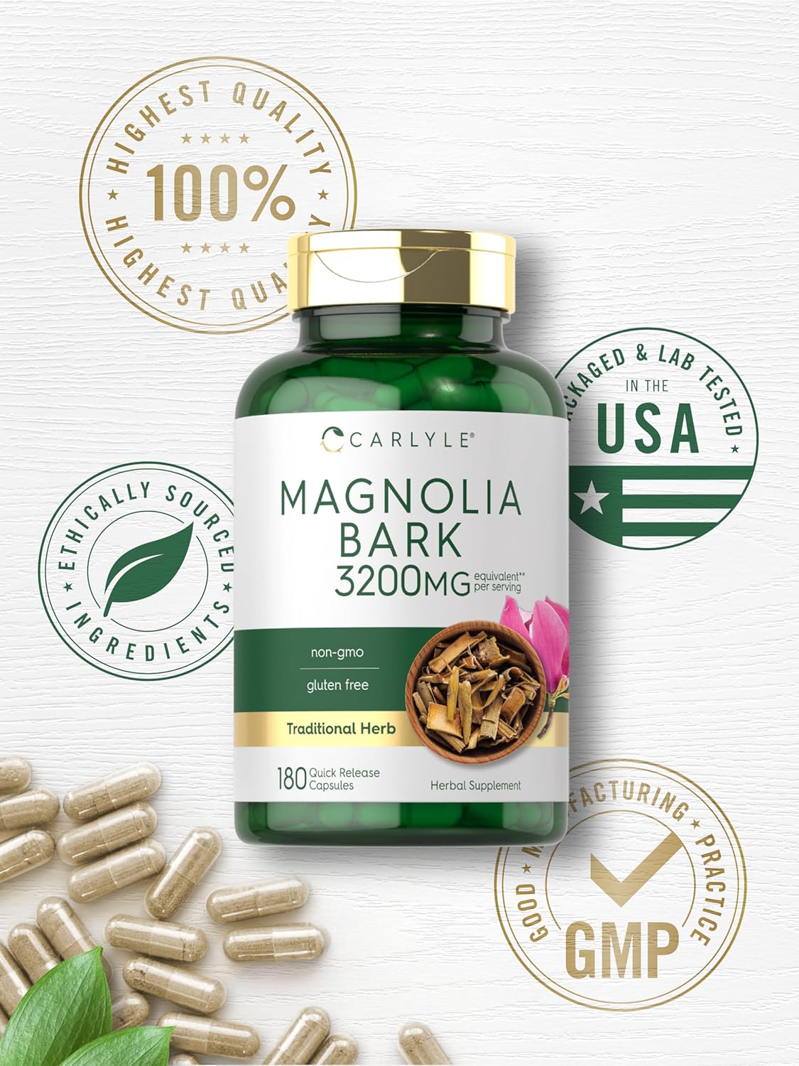 Carlyle Magnolia Bark | 180 Powder Capsules | Herbal Extract Supplement | Non-GMO, Gluten-free - görsel 6
