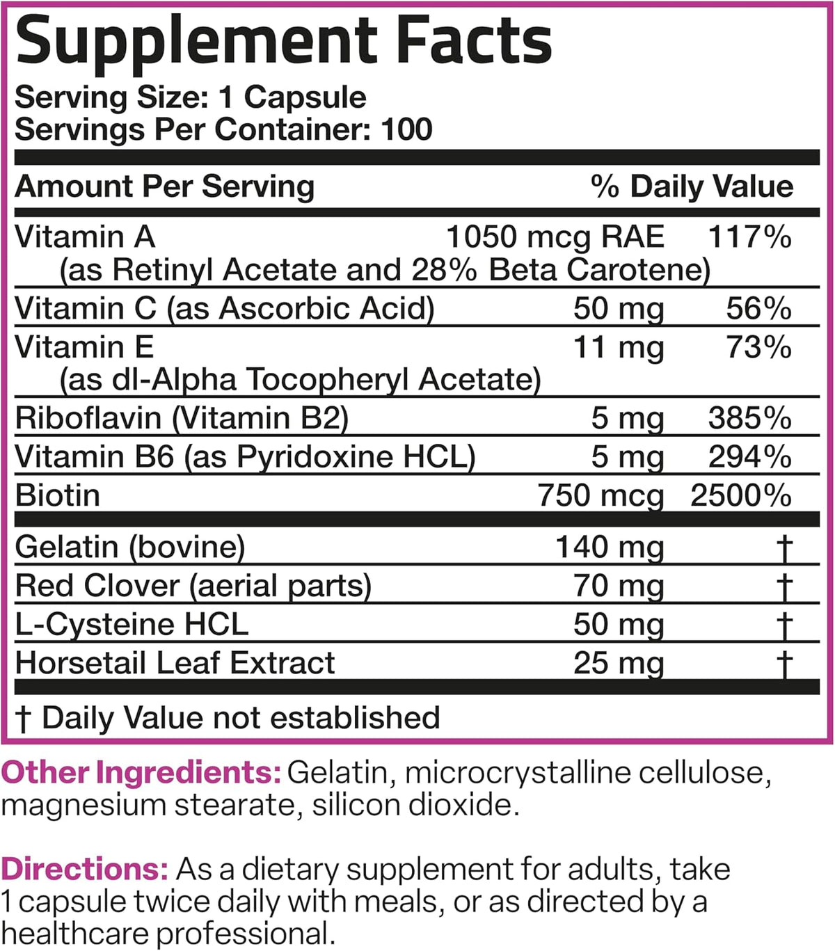 Bronson Hair, Skin & Nails with Biotin Extra Strength - 100 Capsules - görsel 8