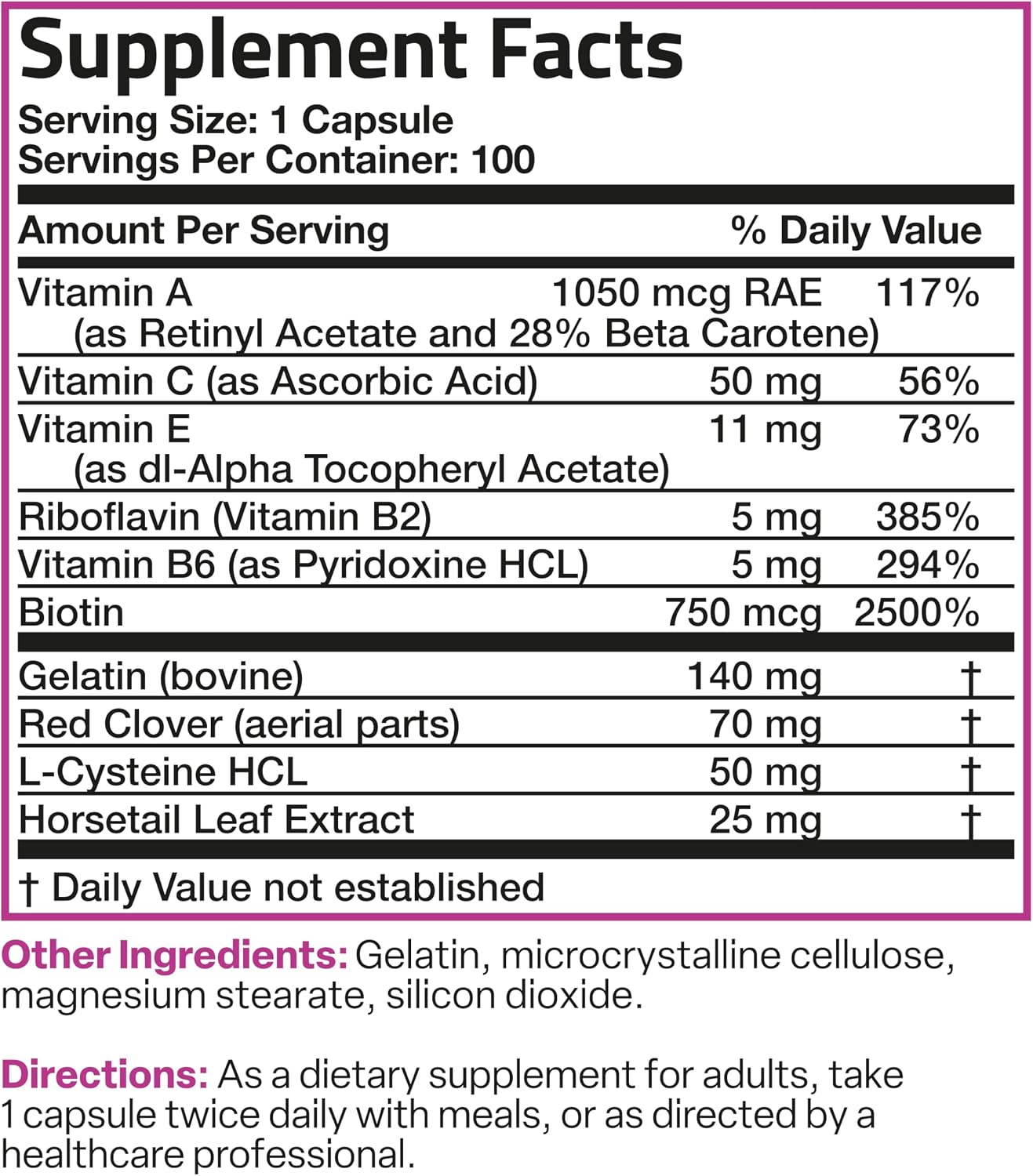 Bronson Hair, Skin & Nails with Biotin Extra Strength - 100 Capsules - görsel 8