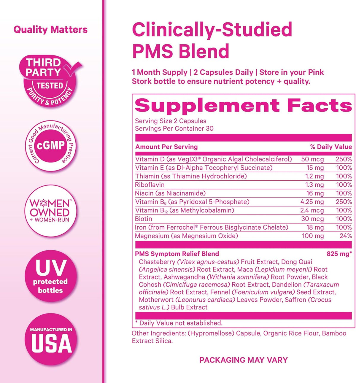 Pink Stork PMS Supplement for Women – Vitex, Ashwagandha, Maca Root and 10 Vitamins and Minerals - görsel 6