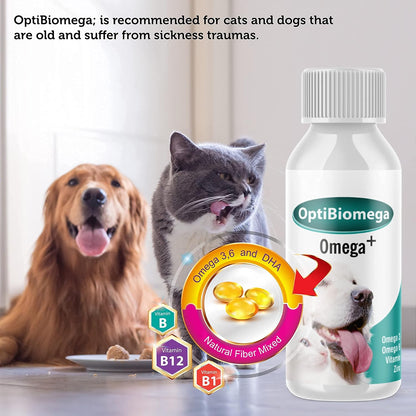 OptiBiomega Fish Oil for Dogs & Cats - Omega 3 & 6 with Zinc, 100 ml