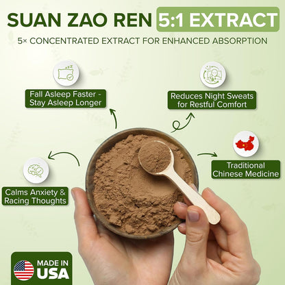 Dimmak Herbs Organic Suan Zao Ren 5:1 Extract – Premium Natural Sleep Aid (113 g)