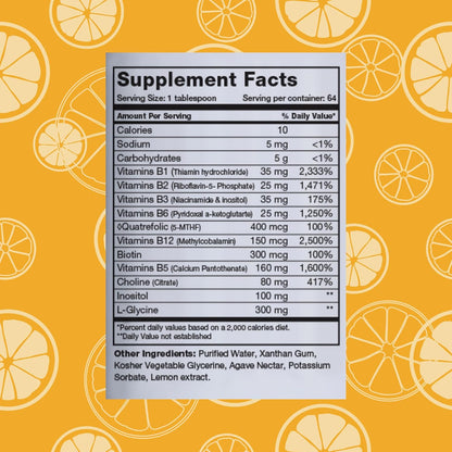 BrainChild B-Complex Liquid – Methylated B Vitamins for Energy, Stress & Mood – 473 ml (Lemon)
