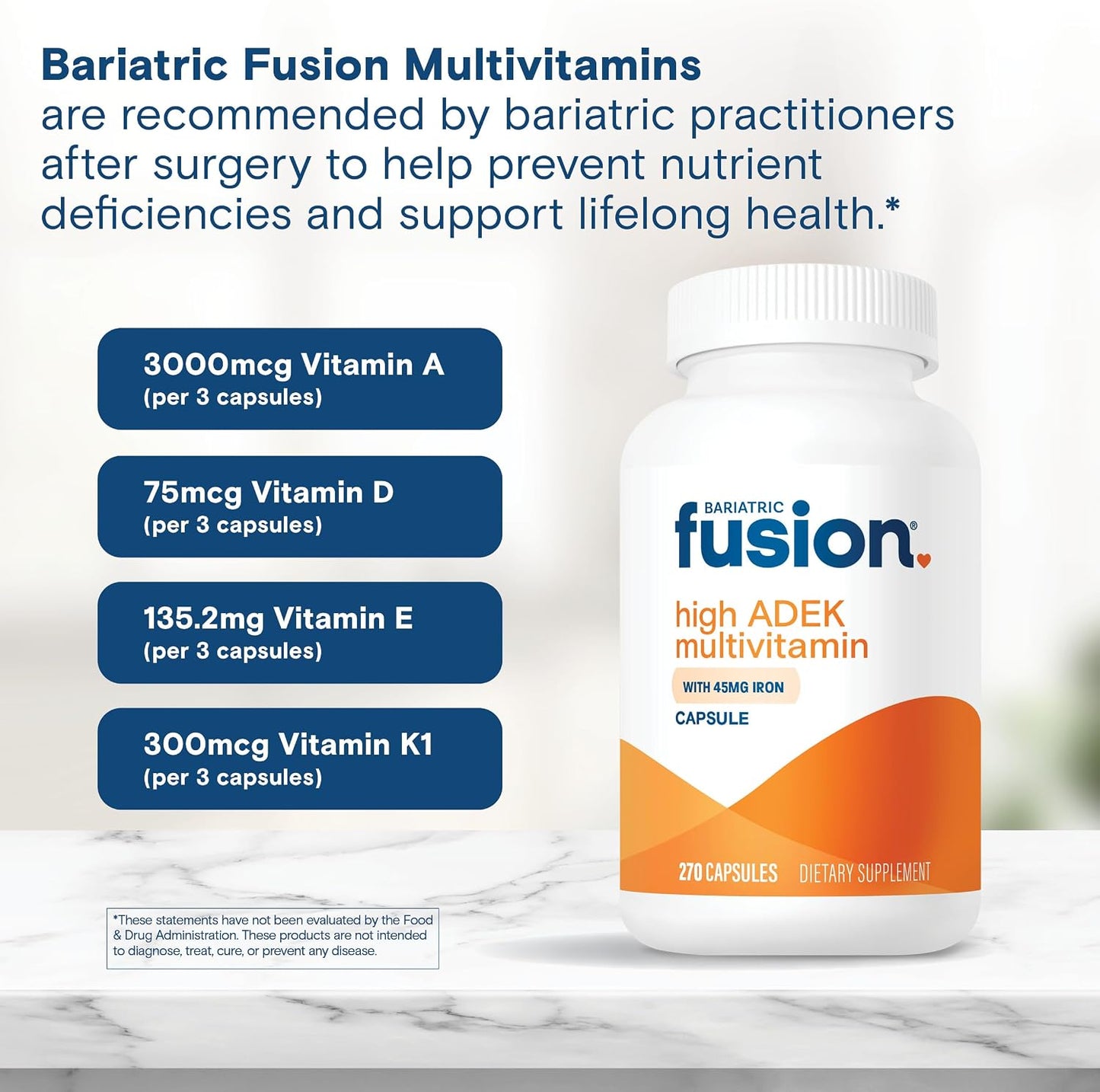 Bariatric Fusion High ADEK Multivitamin Capsules with 45mg Iron – 270 Capsules - görsel 5