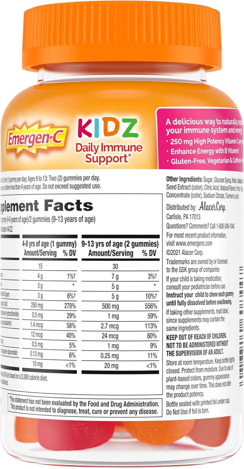 Emergen-C Kidz Daily Immune Support Gummies, Fruit Fiesta, 44 Gummies - görsel 9
