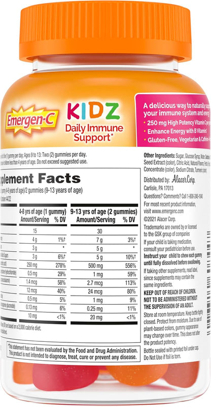 Emergen-C Kidz Daily Immune Support Gummies, Fruit Fiesta, 44 Gummies