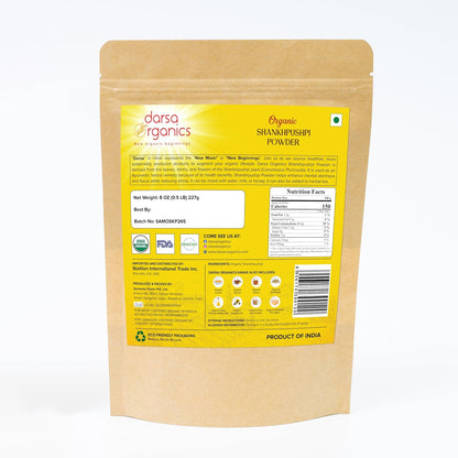 Darsa Organics Shankhpushpi Powder – Organic, Vegan, Non-GMO, Kosher (227 g)