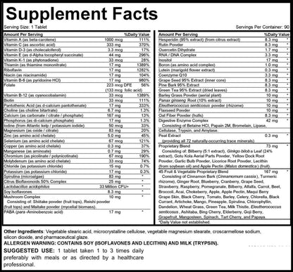 MEGAV-1 Multivitamin, Superfood & Minerals – Daily Multivitamin with Probiotics, Digestive Enzymes, and Mushroom Complex