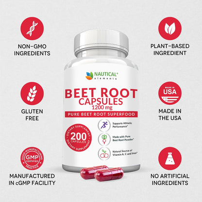Beetroot Capsules – 1200mg, 200 Count