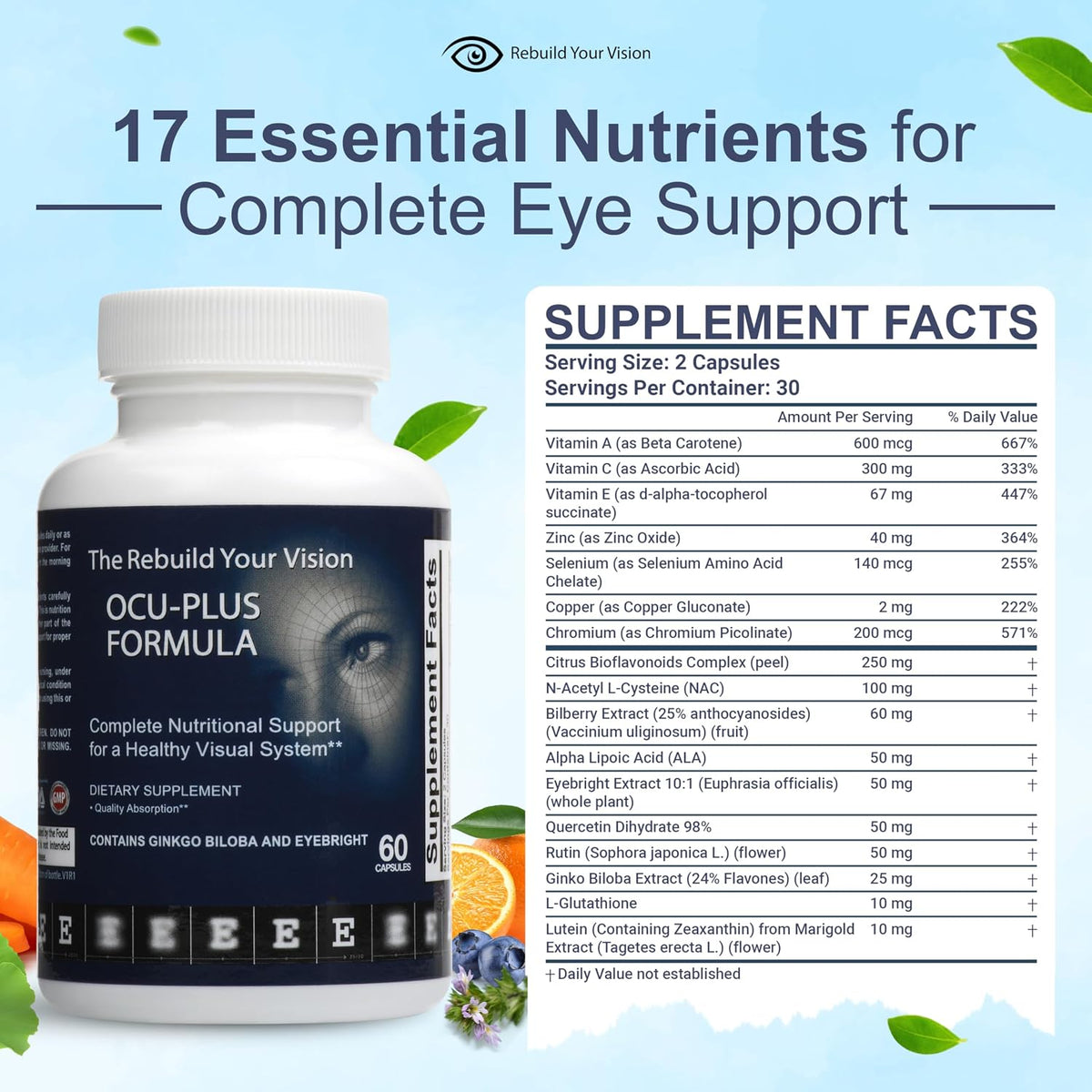 Ocu-Plus Formula – Eye Health Supplement with Lutein & Zeaxanthin – 60 Capsules - görsel 4