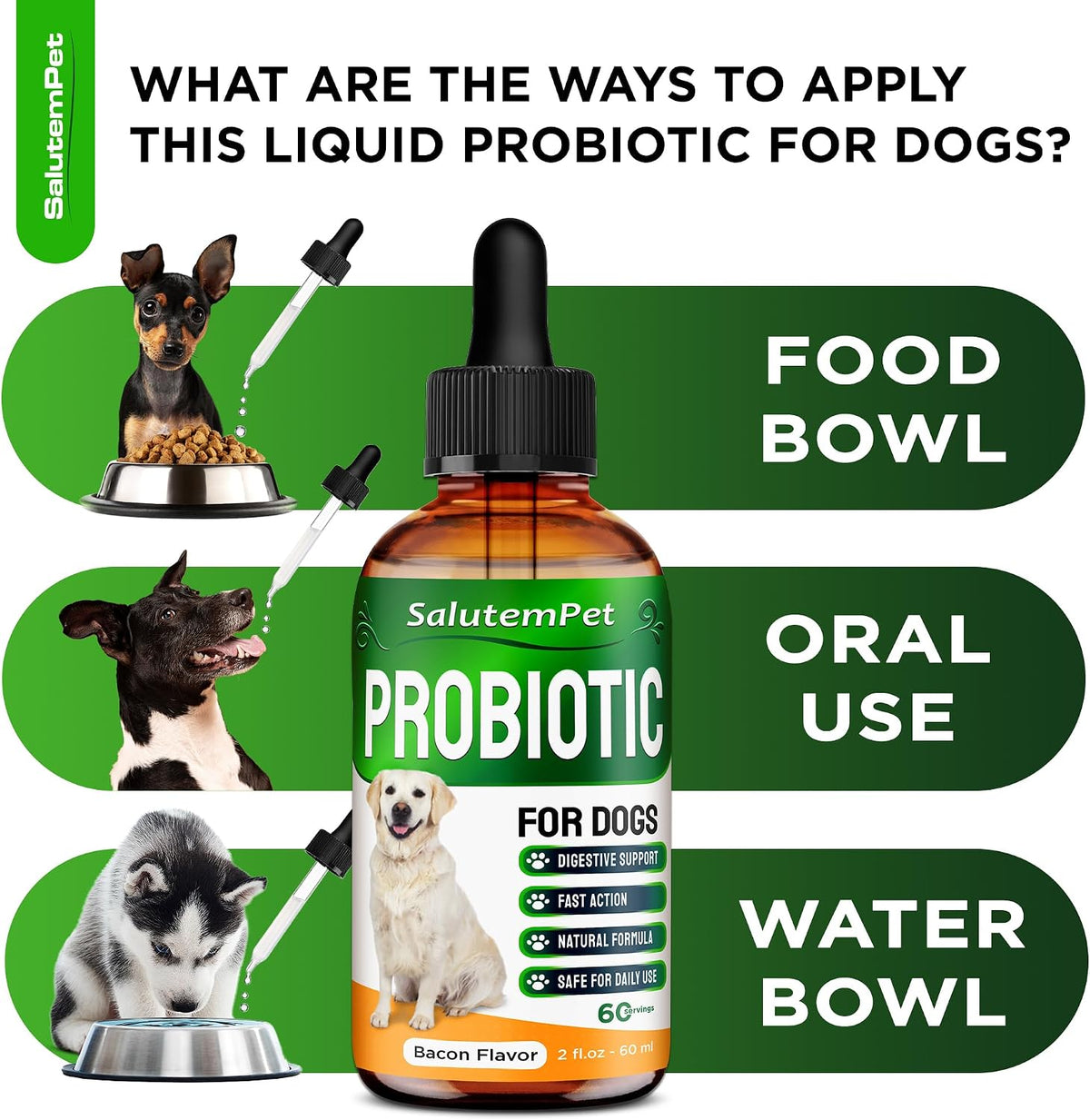 Probiotics for Dogs - Liquid Probiotics with Prebiotics & Digestive Enzymes - Gut Flora Support - Bacon Flavour - 59 ml - görsel 4