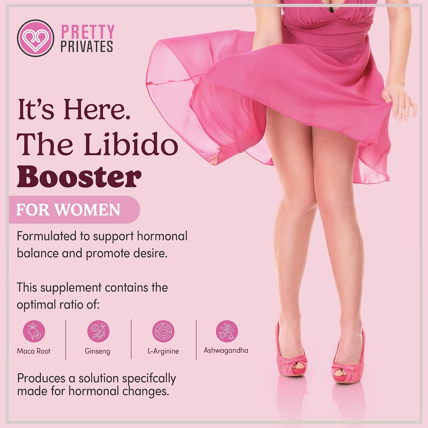 Pretty Privates Libido Booster for Women – Herbal Blend with Maca, Ginseng & L-Arginine – 60 Capsules - görsel 2