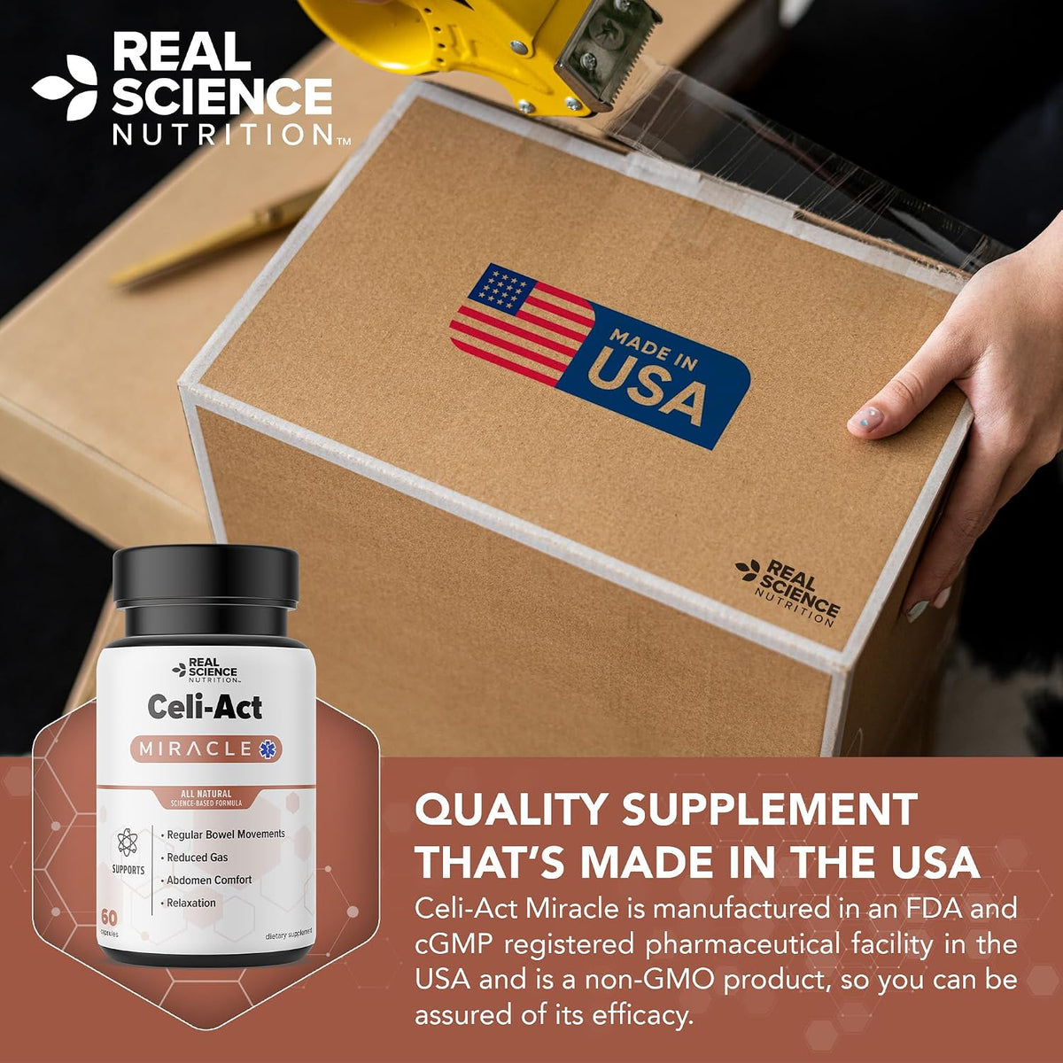 Real Science Celi-Act – Natural Gut Health Supplement for Digestive Support, 60 Capsules - görsel 8