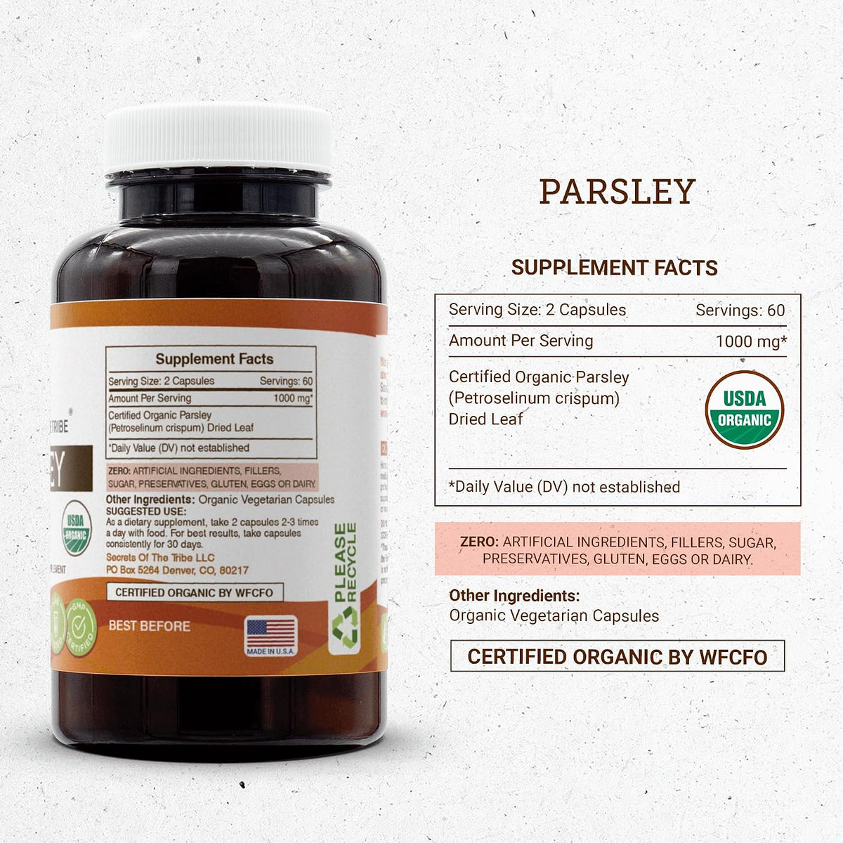 Secrets of the Tribe USDA Organic Parsley Supplement – 120 Vegetarian Capsules - görsel 4