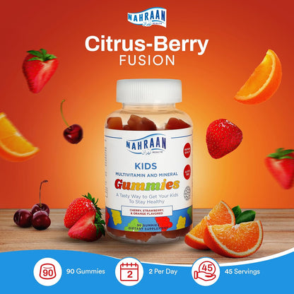 Kids Multivitamin Gummies – Halal, Gluten-Free Vitamins for Toddlers & Children with Vitamin A, C, D, E, B6, B12 & Minerals for Immune Support, 90 Gummies