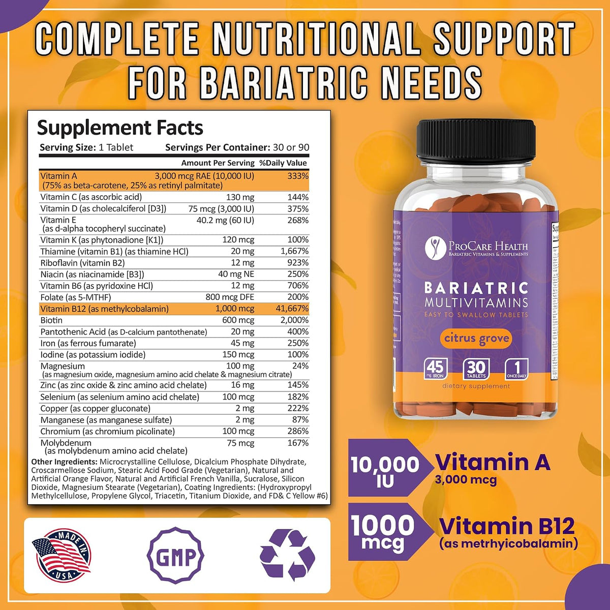 ProCare Health Bariatric Multivitamin with Iron 45mg - 30 Tablets - görsel 3