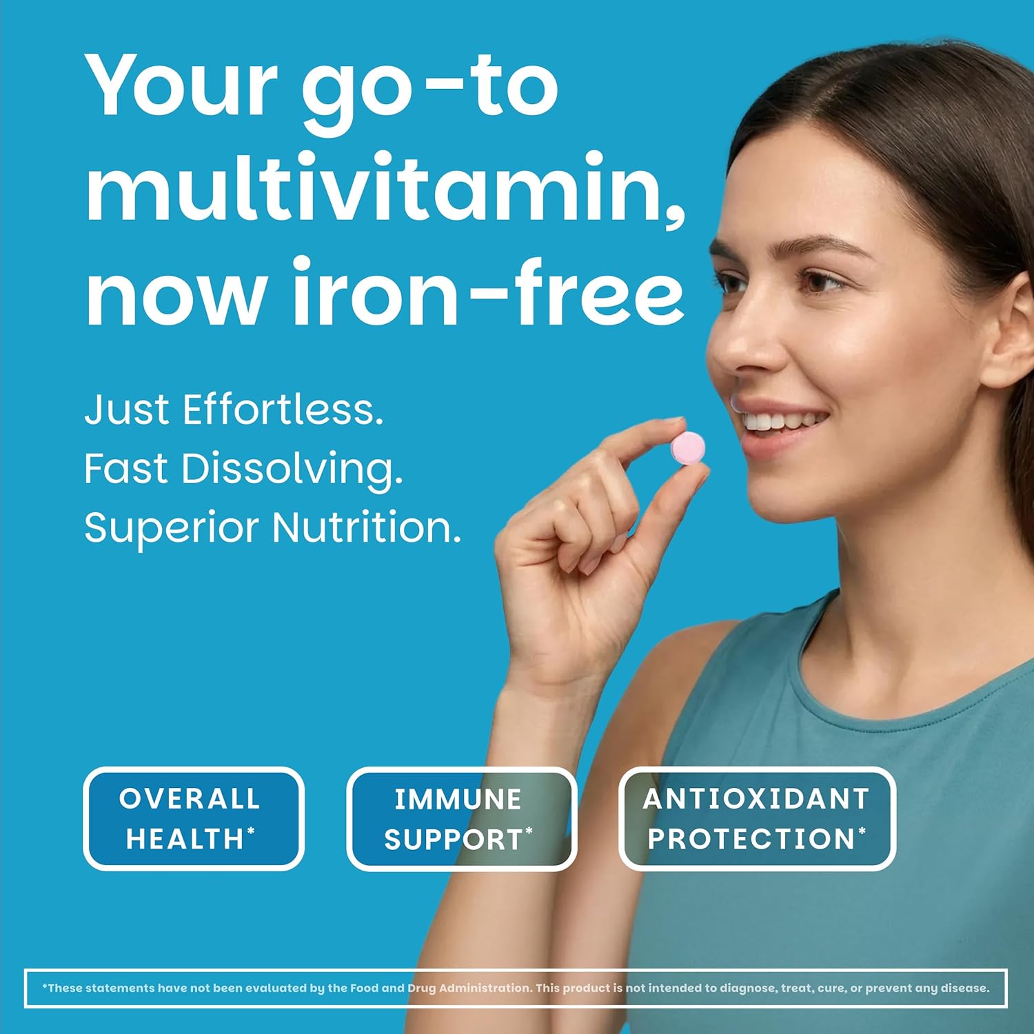 EZ Melts Multivitamin Without Iron - Dissolvable Tablets with 18 Vitamins & Minerals - Methylated B12 & Folate - Non-GMO, Vegan - Apple Flavour (60 Count) - görsel 2