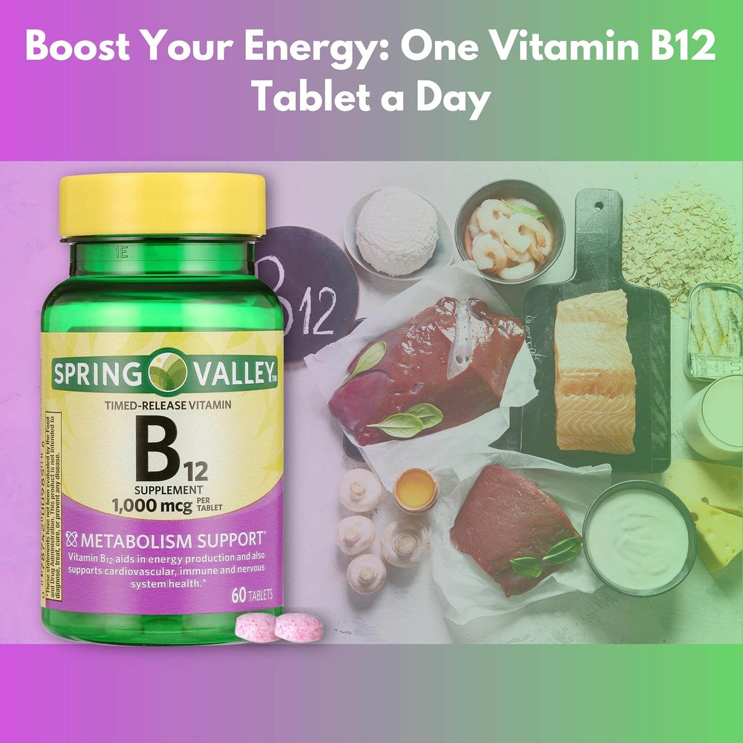 Vitamin B12 1000mcg Timed Release Tablets, 60 Tablets - görsel 3
