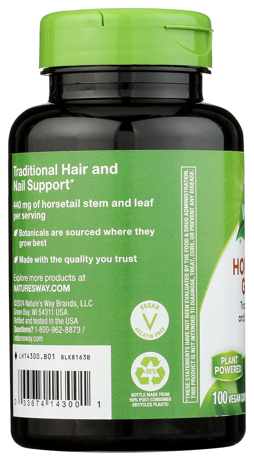 Nature's Way Premium Herbal Horsetail Grass 440 mg, 100 Capsules - görsel 6