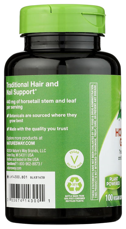 Nature's Way Premium Herbal Horsetail Grass 440 mg, 100 Capsules