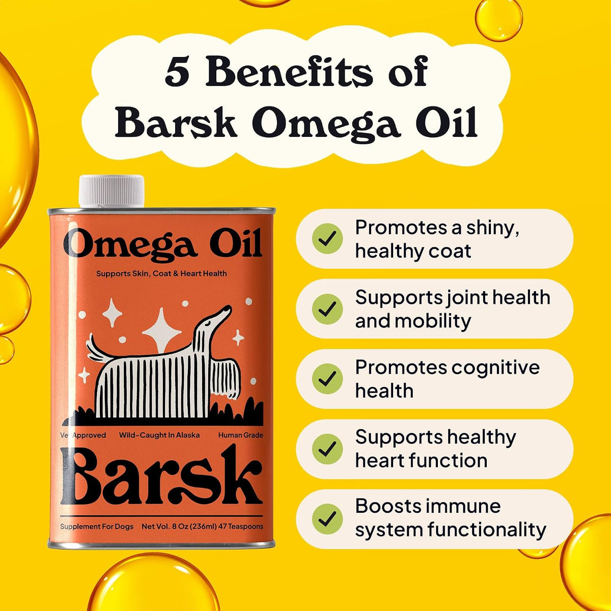 Barsk Wild Alaskan Fish Oil for Dogs & Cats - Helps Relieve Itchy Skin, Shiny Coat, Joint & Heart Health – Salmon Oil Formula High in Omega-3, EPA & DHA – Tasty Cat & Dog Food Toppers for Dry Food - görsel 2