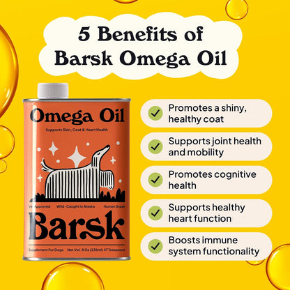 Barsk Wild Alaskan Fish Oil for Dogs & Cats - Helps Relieve Itchy Skin, Shiny Coat, Joint & Heart Health – Salmon Oil Formula High in Omega-3, EPA & DHA – Tasty Cat & Dog Food Toppers for Dry Food