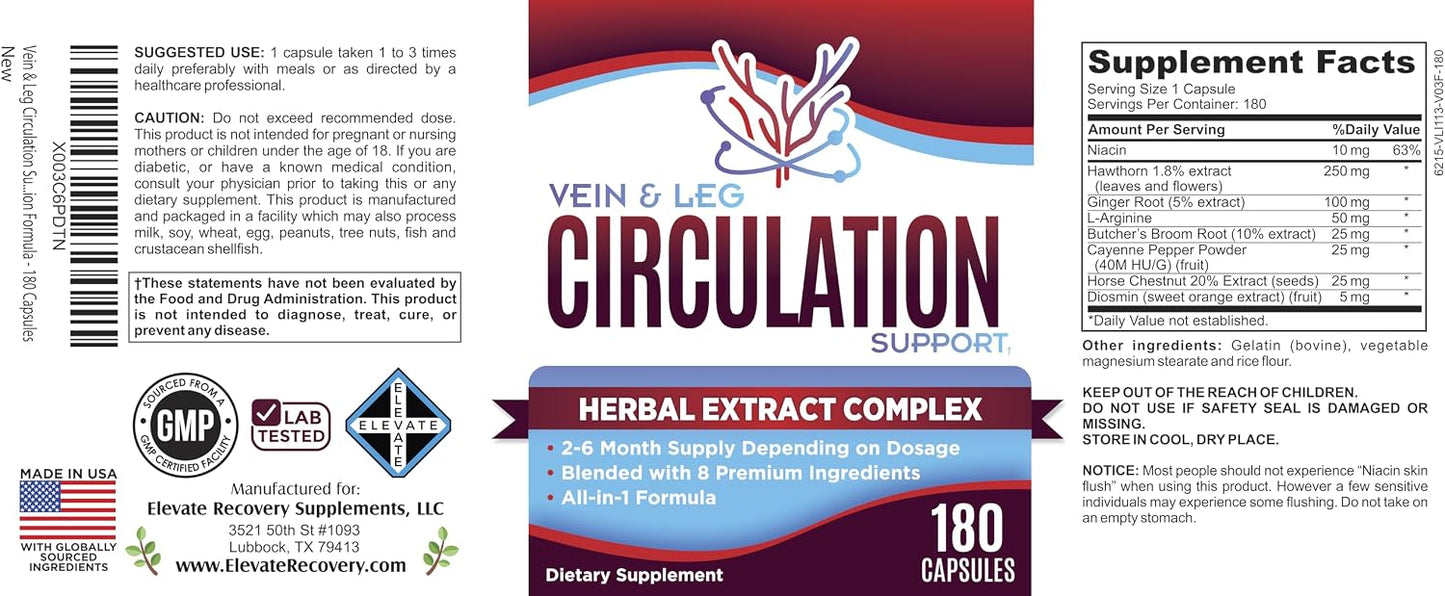 Vein & Leg Circulation Supplement, 8-in-1 Formula, 180 Capsules (2-Month Supply) - görsel 5