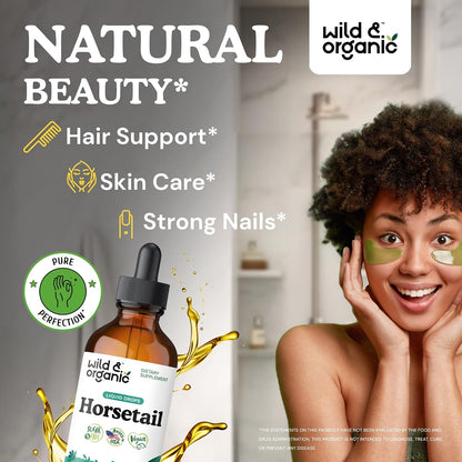 Wild & Organic Horsetail Herb Tincture - Hair, Skin and Nails Support - Liquid Horsetail Supplement - Vegan, Sugar & – Image 2
