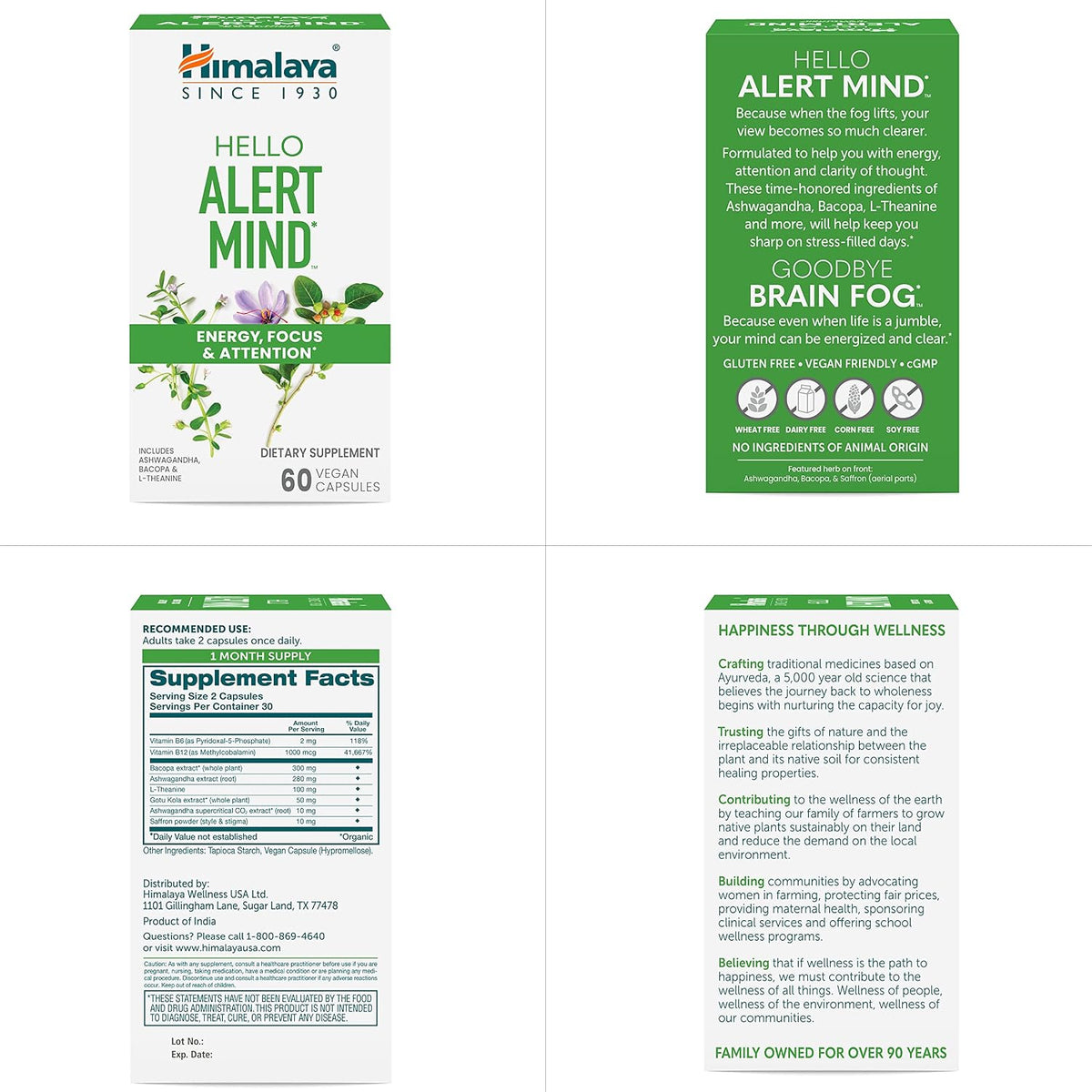 Himalaya Hello Alert Mind - Brain Support with L-Theanine, Ashwagandha, Bacopa, Vitamin B6 & B12, 60 Capsules - görsel 8