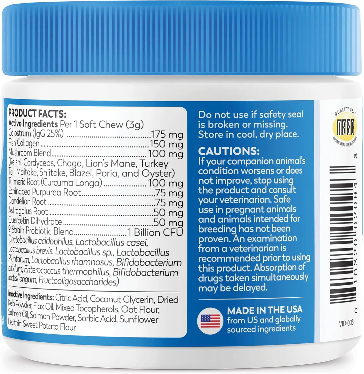 Dr. Harvey's Dog Allergy & Anti-Itch Relief Soft Chew Supplement Bites for Dogs, Daily Immune & Digestive Health Support with Functional Mushrooms, Super Herbs, Probiotics, Salmon Flavour (90 Chews) - görsel 9