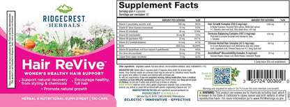 RidgeCrest Herbals Hair ReVive – Nutritional Hair Supplement for Women with Biotin, Vitamin C, Zinc & Copper