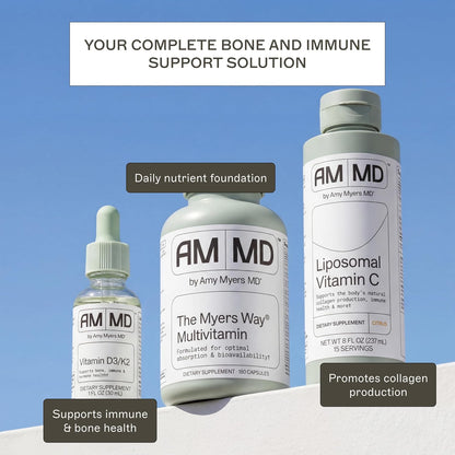 Amy Myers MD Vitamin D3/K2 Liquid – Supports Bone Health, Immune Function and Hormone Balance