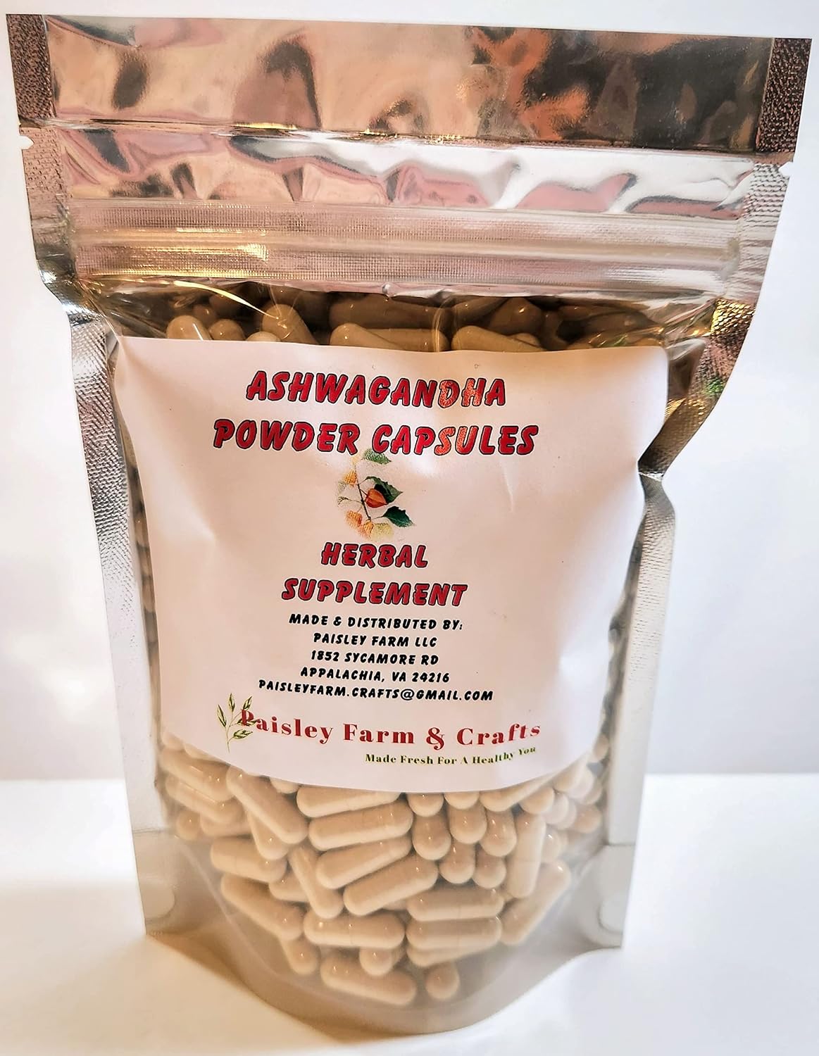 Paisley Farm and Crafts Ashwagandha Capsules – Made Fresh On Demand! (300) - görsel 1