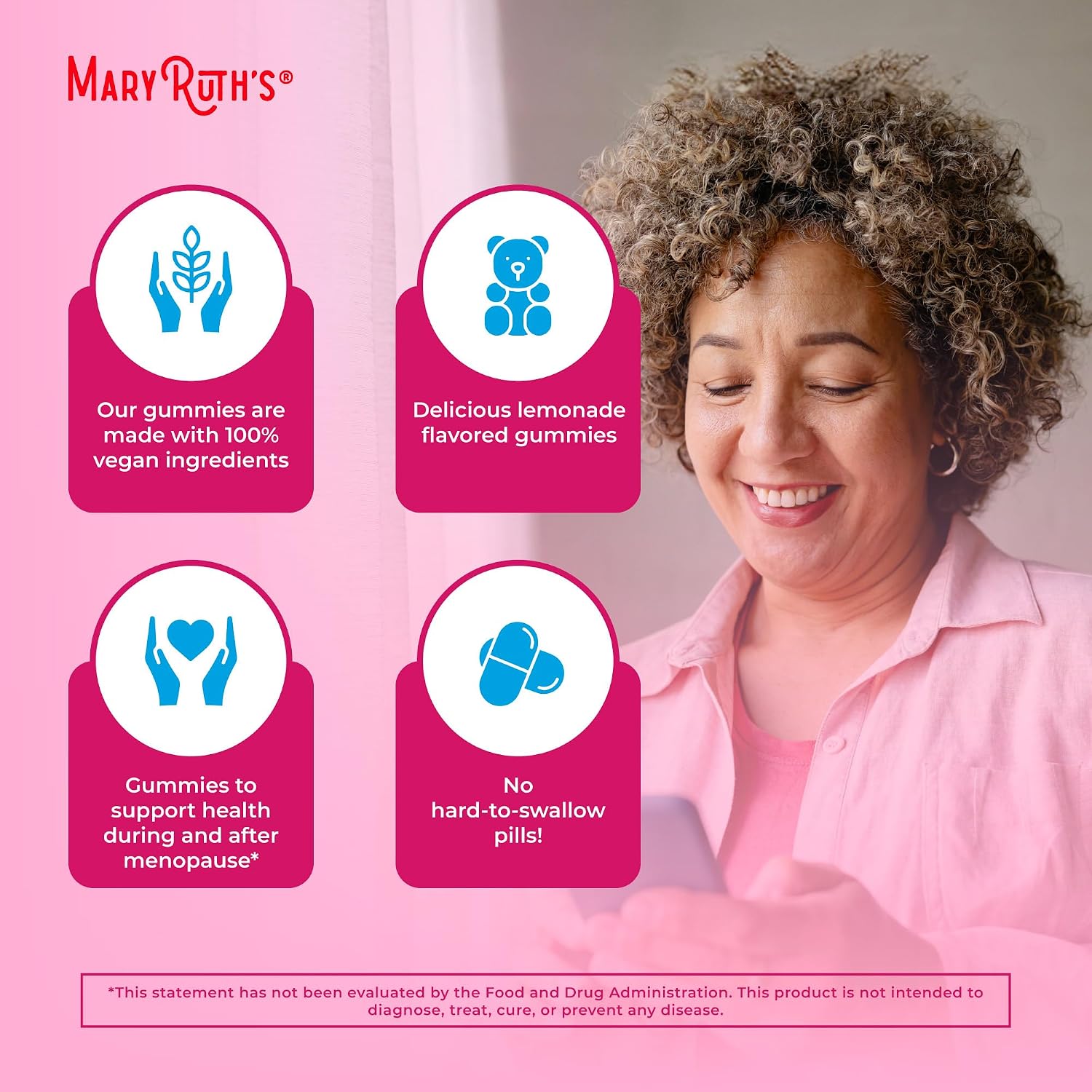 MaryRuth's Multivitamin for Women 40+ | Sugar Free | Vegan | Daily Vitamins with Chasteberry | Hair, Skin and Nail Gummies | 60 Count - görsel 6