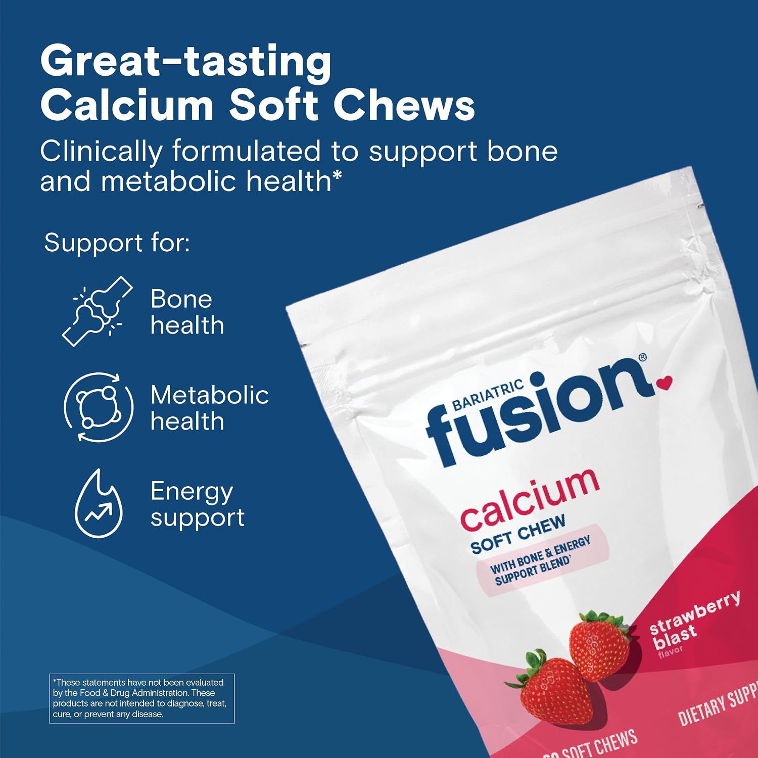 Bariatric Fusion Calcium Citrate Chews with Vitamin D3 - Sugar Free Strawberry - 60 Chews - görsel 2